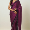 Wine Crepe Saree With Stone Work