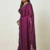 Wine Crepe Saree With Stone Work - Image 3