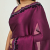Wine Crepe Saree With Stone Work - Image 2